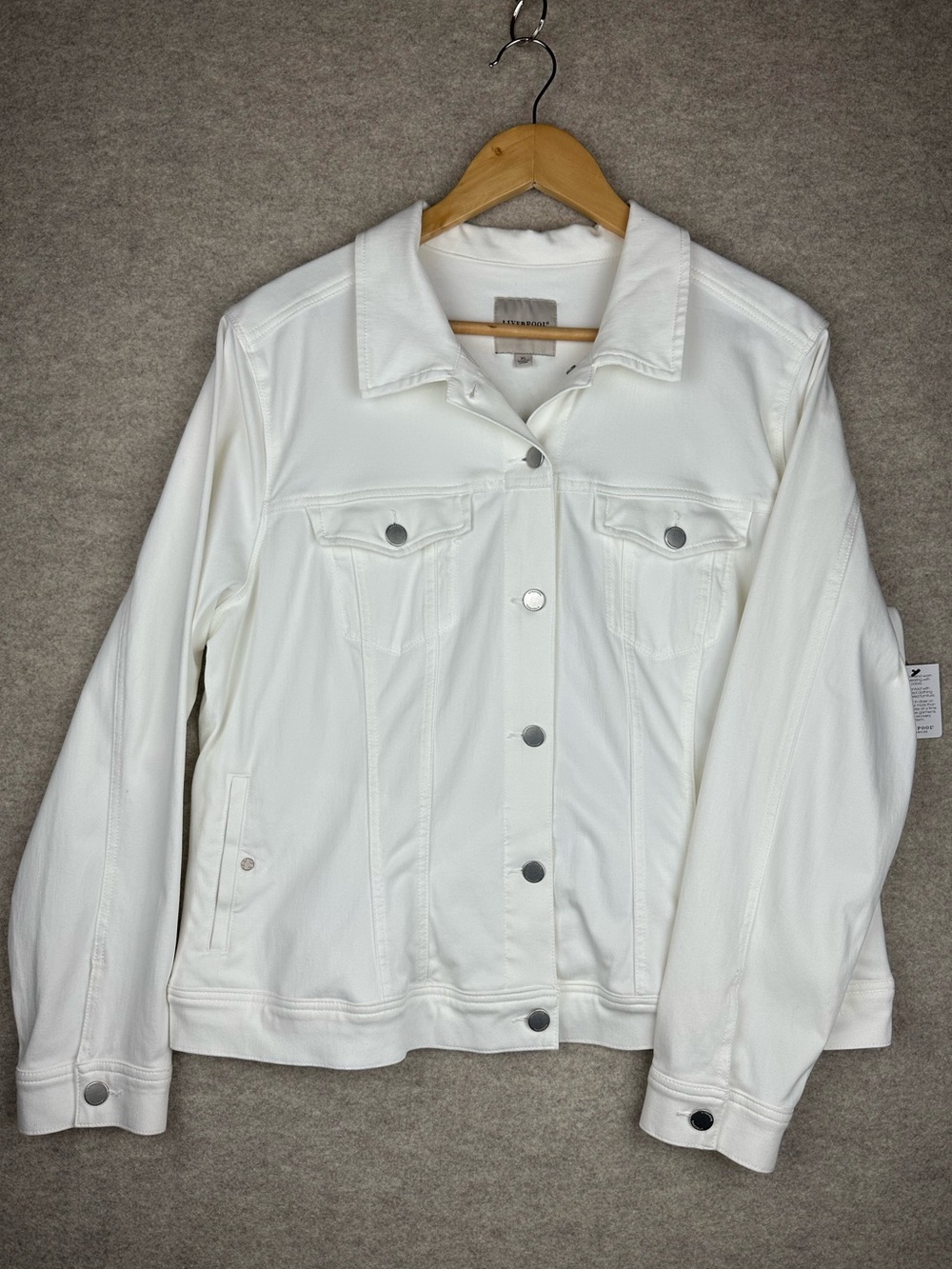 Liverpool Los Angeles White Powerflex Classic Knit Jean Jacket Trucker XL